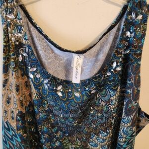 Perseption Multicolor Patterned Blouse with Embellishments